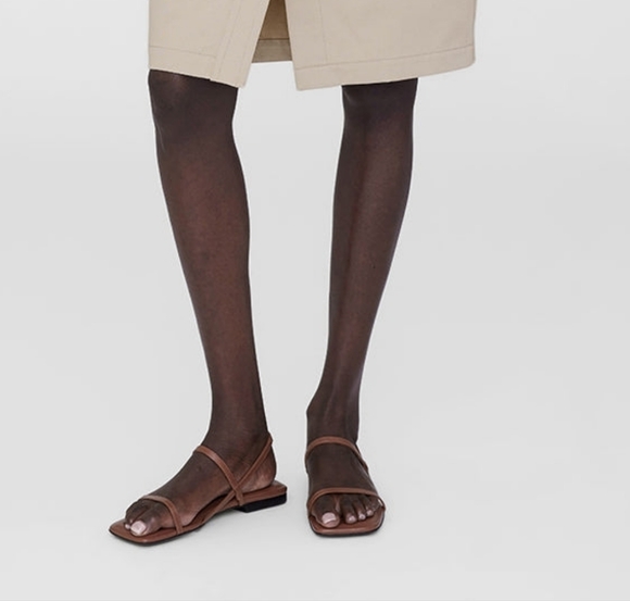 Anine Bing Hilda Cognac Flat Sandals 38 - Picture 3 of 7